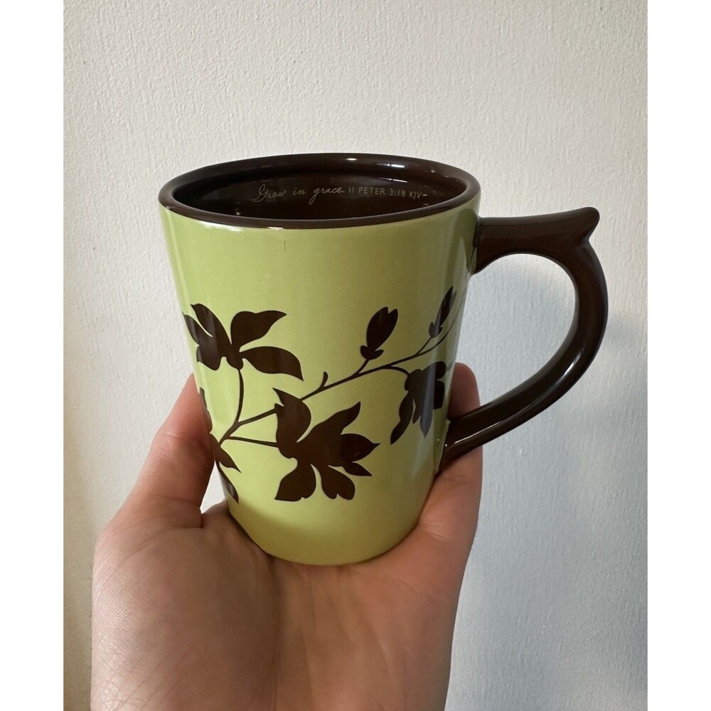 Dayspring Grow In Grace II Peter 3:18 KJV Mug Cup Mug Green W/ Leaves 2008